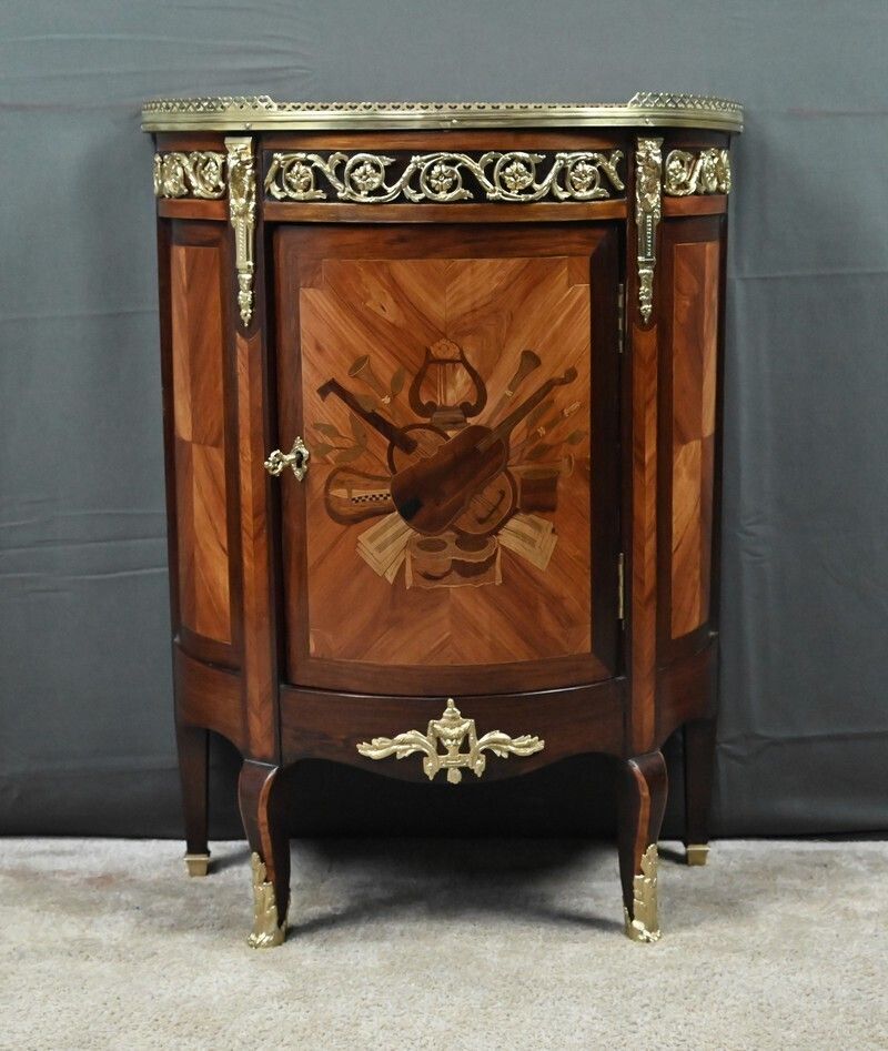 1820.0 Small Louis XVI Style Marquetry Parlor Cabinet – Mid 19th Century photo