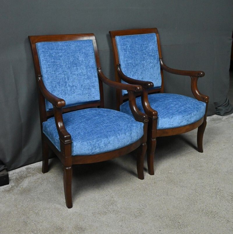 Pair Of Mahogany Armchairs, Restoration Period – Early 19th Century photo for sale