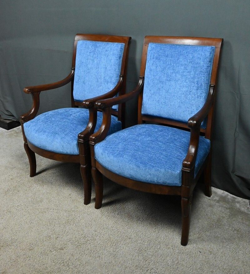 Pair Of Mahogany Armchairs, Restoration Period – Early 19th Century photo Furniture