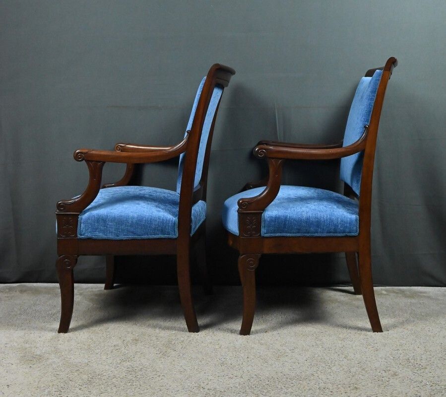 Pair Of Mahogany Armchairs, Restoration Period – Early 19th Century photo vintage