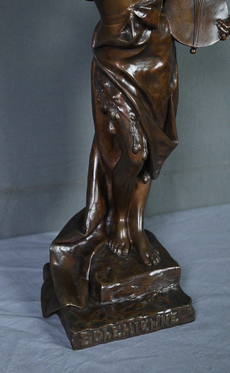 Art Bronze "Bohemian Woman" Signed E. Villanis – Late 19th Century photo