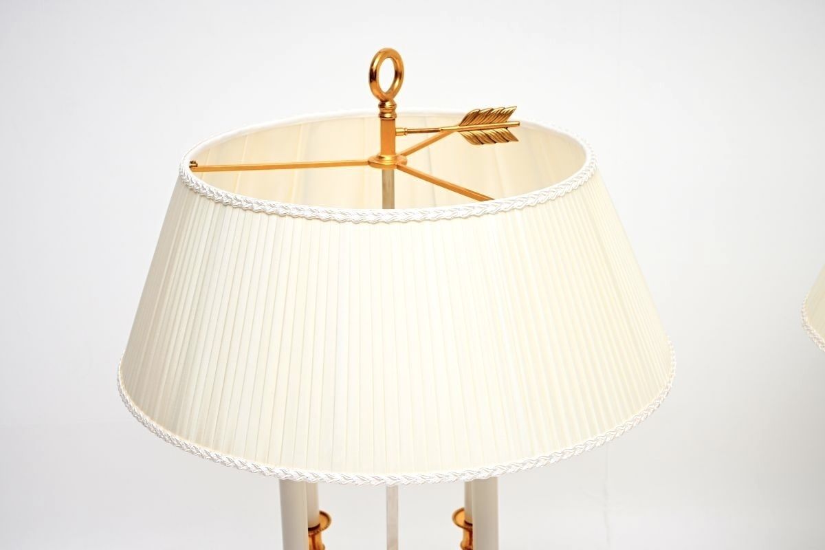 Pair Of Antique French Brass Bouillotte Table Lamps photo for sale