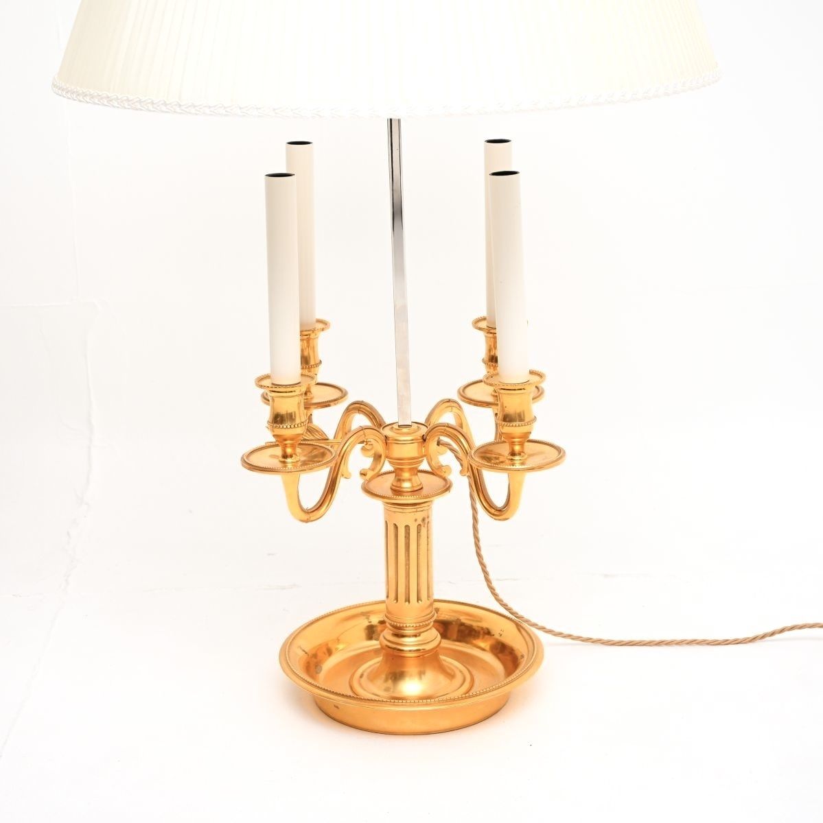 Pair Of Antique French Brass Bouillotte Table Lamps photo vinterior