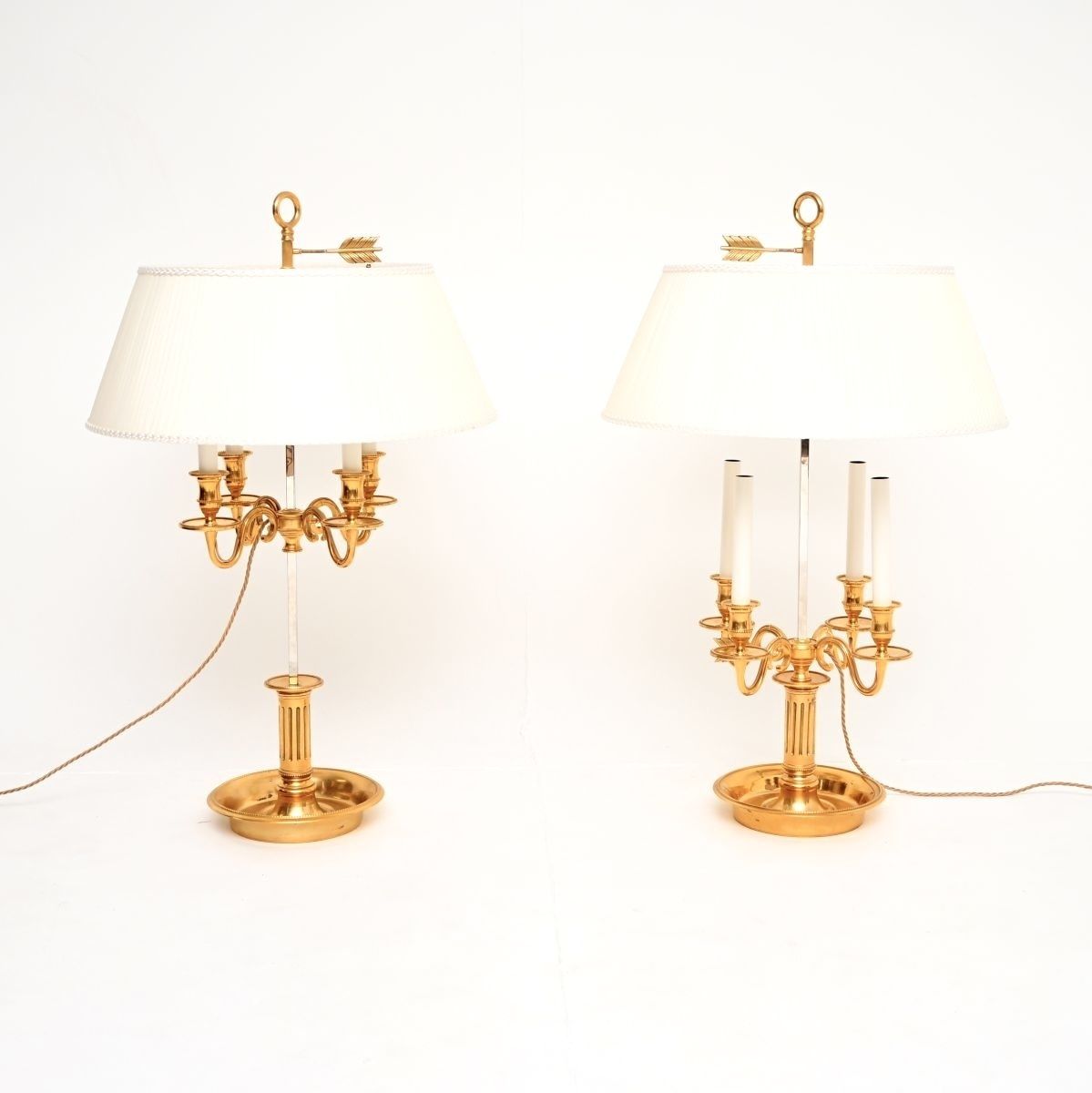 1885.0 Pair Of Antique French Brass Bouillotte Table Lamps photo