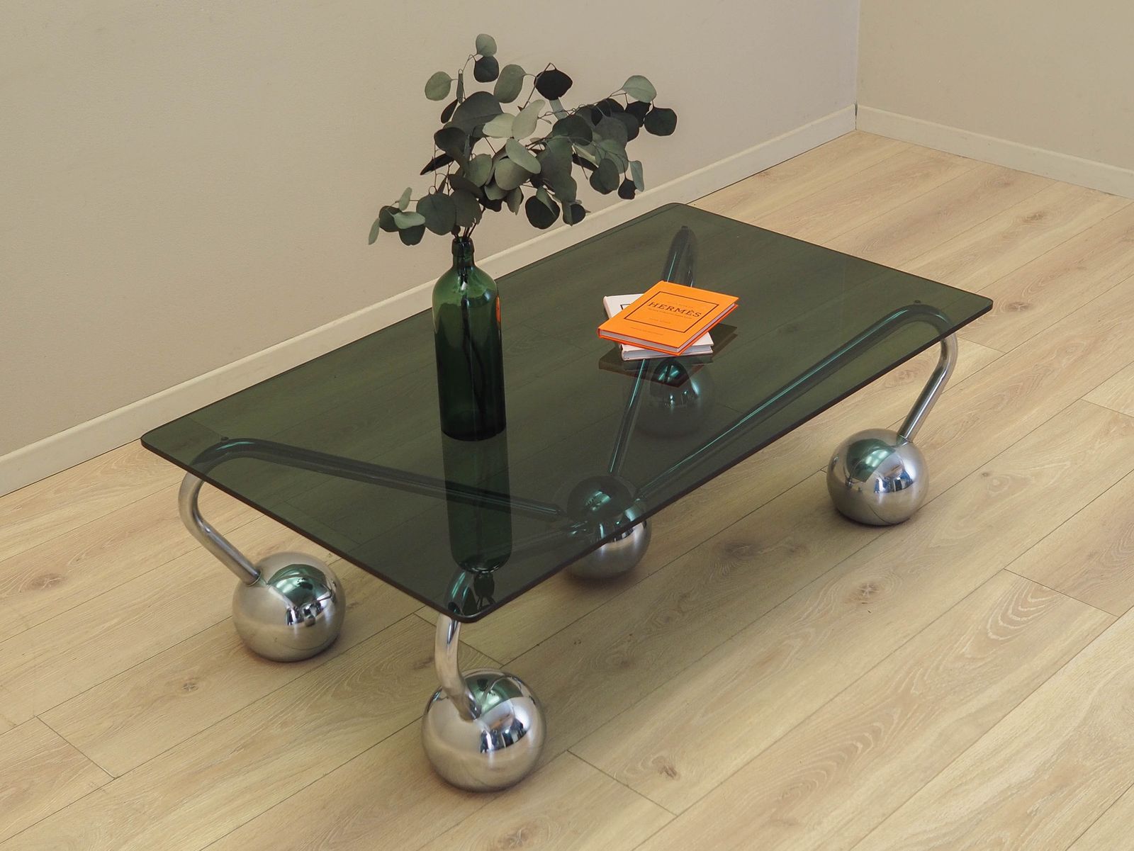 Glass Coffee Table, Italian Design, 1970s, Manufactured In Italy photo vintage