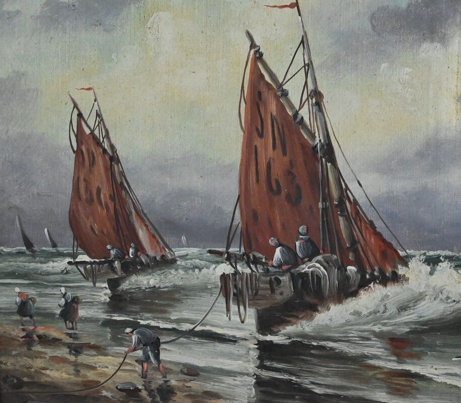 Painting "Fishing Memories" Signed L. Henry – Late 19th Century photo vinterior