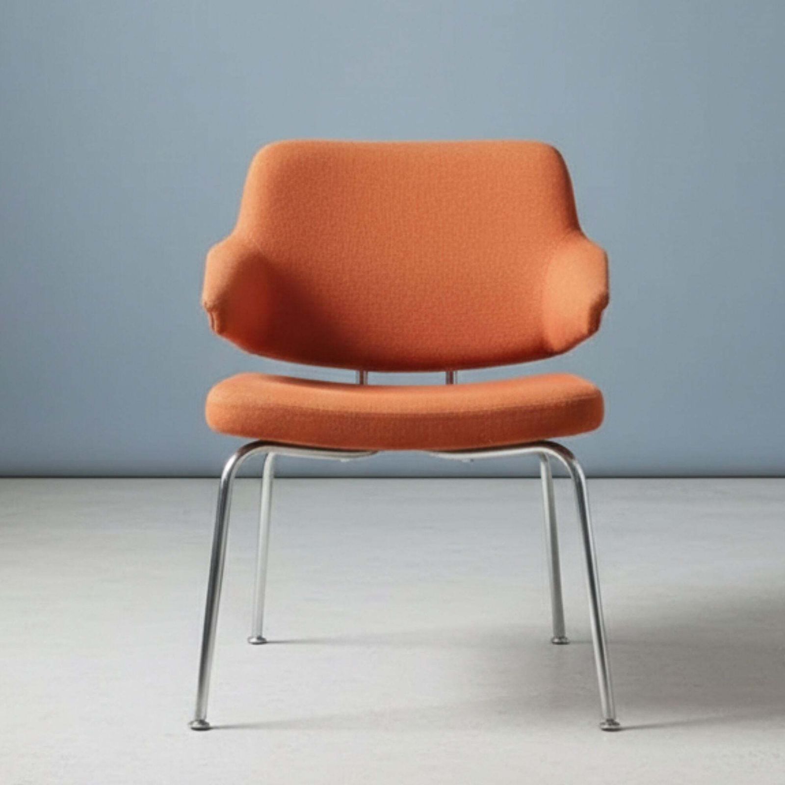 Mid Century Beklede Fauteuil Met Chromen Onderstel, Jaren 1970 photo furniture