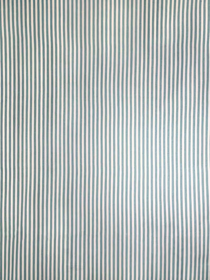 Fujiwo Ishimoto “Ujo” Cotton Striped Fabric Mint Green And Off White 1,35x2,40m, For Marimekko Finland, 1981 photo 319.0