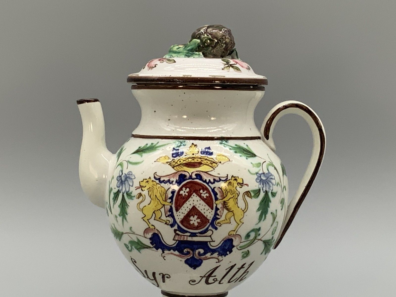 Italian Pharmacy Wet Drug Jug & Cover 18th Century Tin Glaze Polychrome Syr Alth photo Home Decor