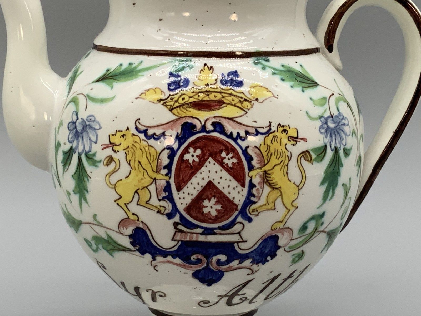 499.0 Italian Pharmacy Wet Drug Jug & Cover 18th Century Tin Glaze Polychrome Syr Alth photo
