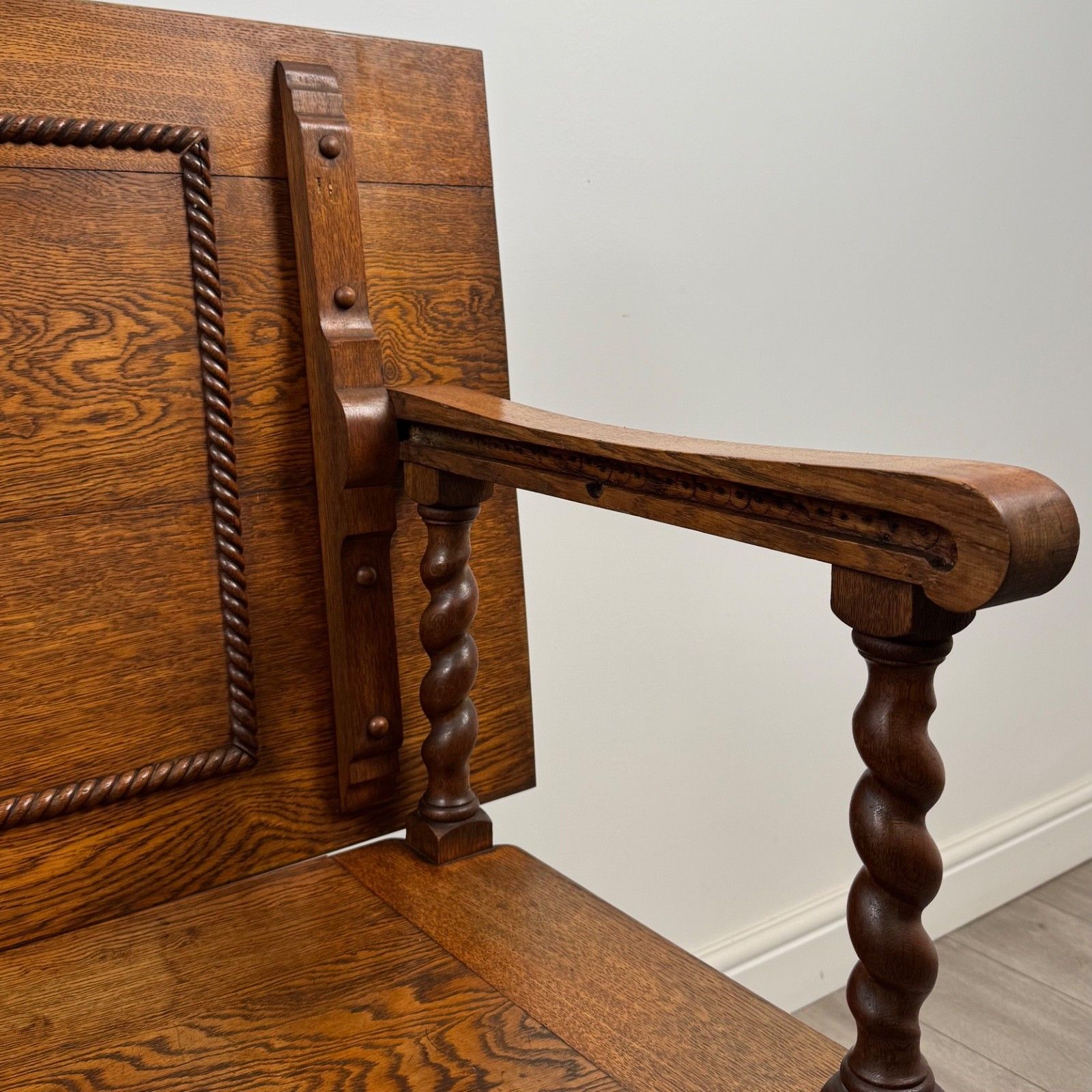 photo buy Antique 20th Century Good Quality Monks Bench In Golden Oak