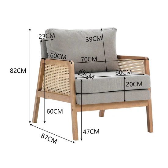 Furniture Rattan Beech Accent Arm Modern Lounge Chair William Morris Velvet Strawberry Thief photo