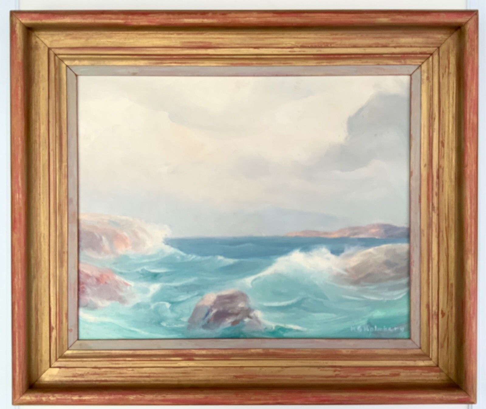 Vintage Marine Seascape Oil On Cardboard, Signed By Karl Gustav Holmberg 1960s photo furniture