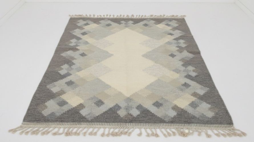 Mid Century Swedish Kilim Röllakan Rug By Brita Svefors For Axeco Svenska 1960s photo for sale