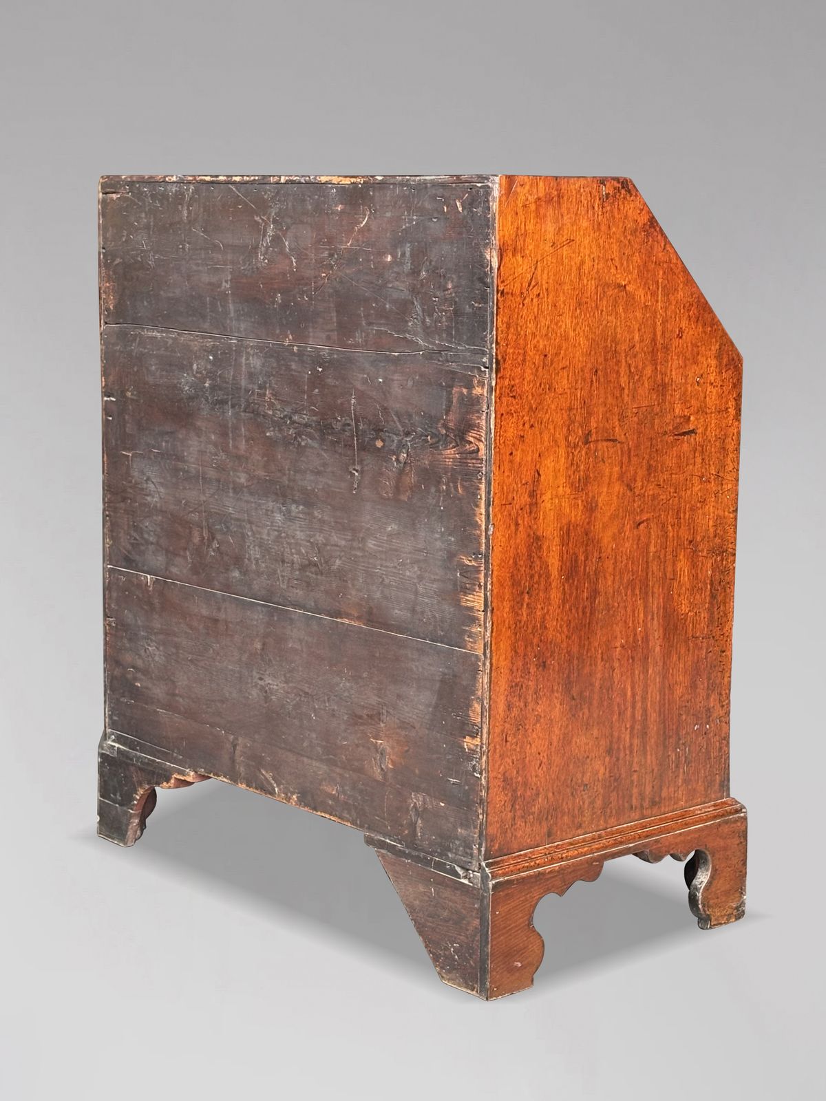 Untouched 18th Century George III Period Figured Mahogany Bureau photo Furniture