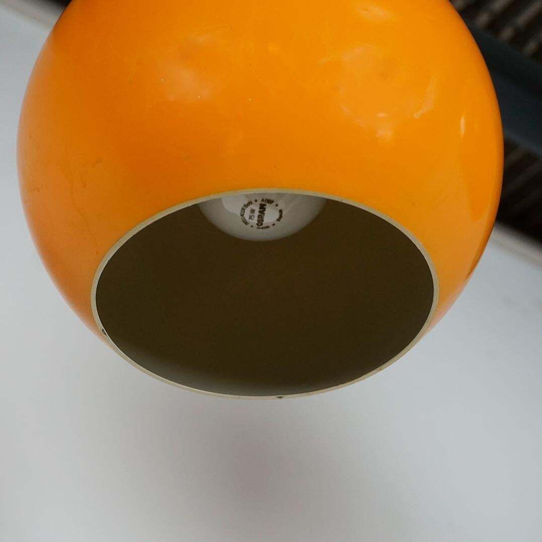 Pair Of Yellow Topan Vp6 Pendants By Verner Panton Denmark photo Lighting