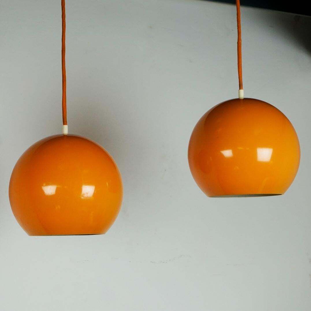 Pair Of Yellow Topan Vp6 Pendants By Verner Panton Denmark photo 463.0