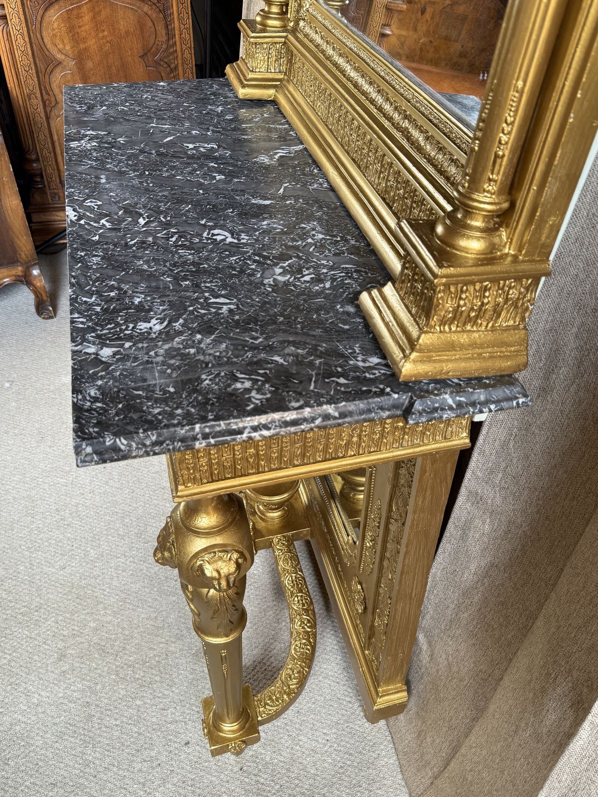 19th Century French Giltwood Pier Mirror With Marble Top photo for sale