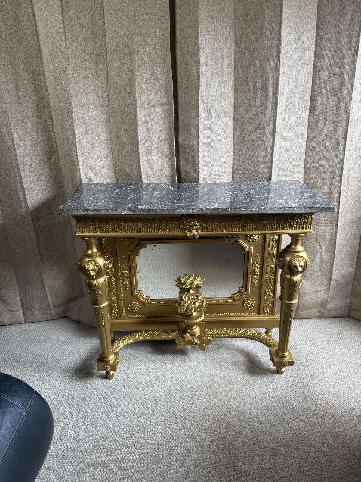 19th Century French Giltwood Pier Mirror With Marble Top photo vinterior