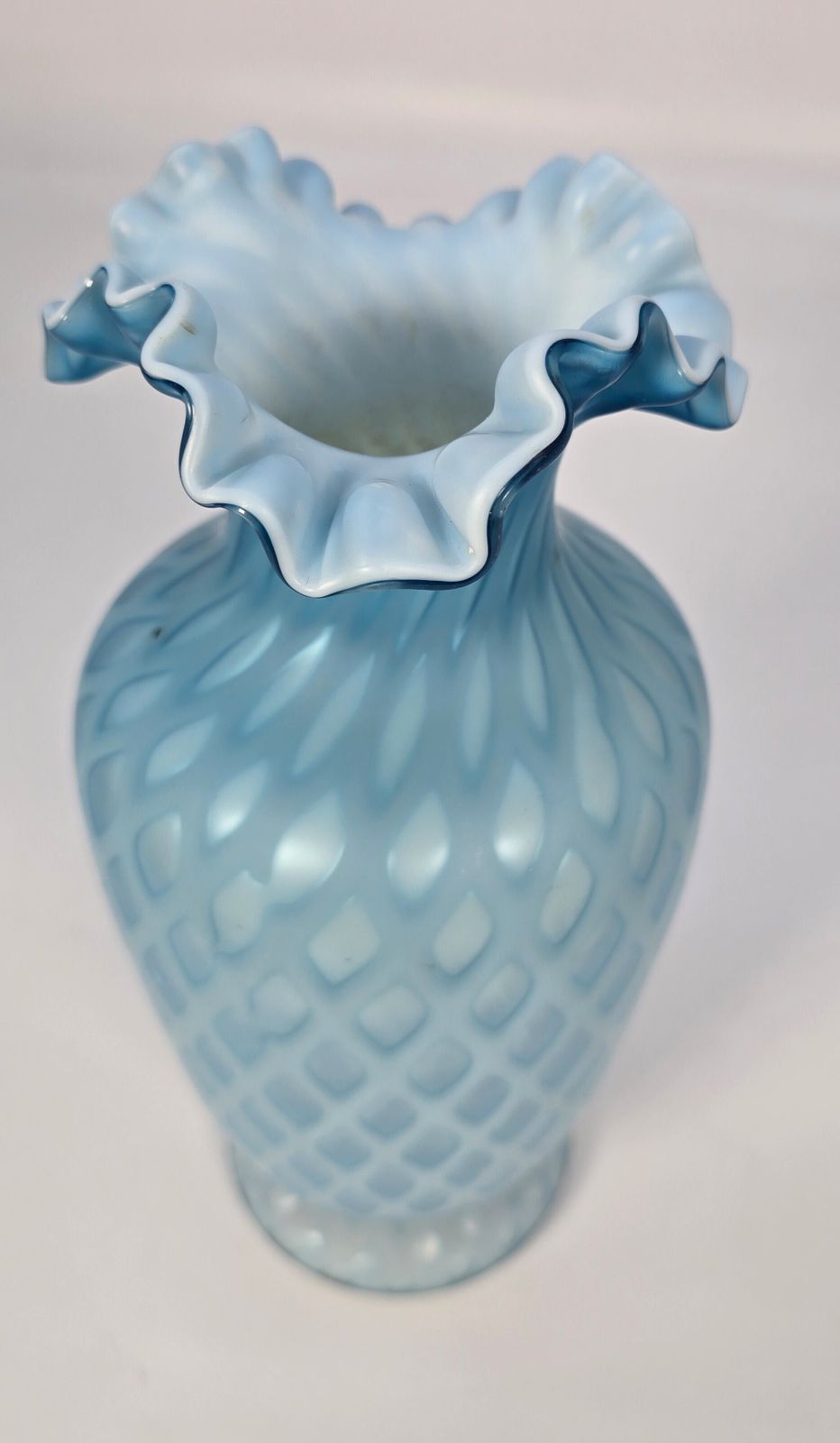 Antique Blue Satin Glass Vase Circa 1880 26cm Tall photo Home Decor