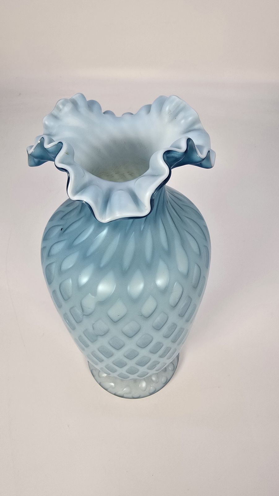 Antique Blue Satin Glass Vase Circa 1880 26cm Tall photo 465.0