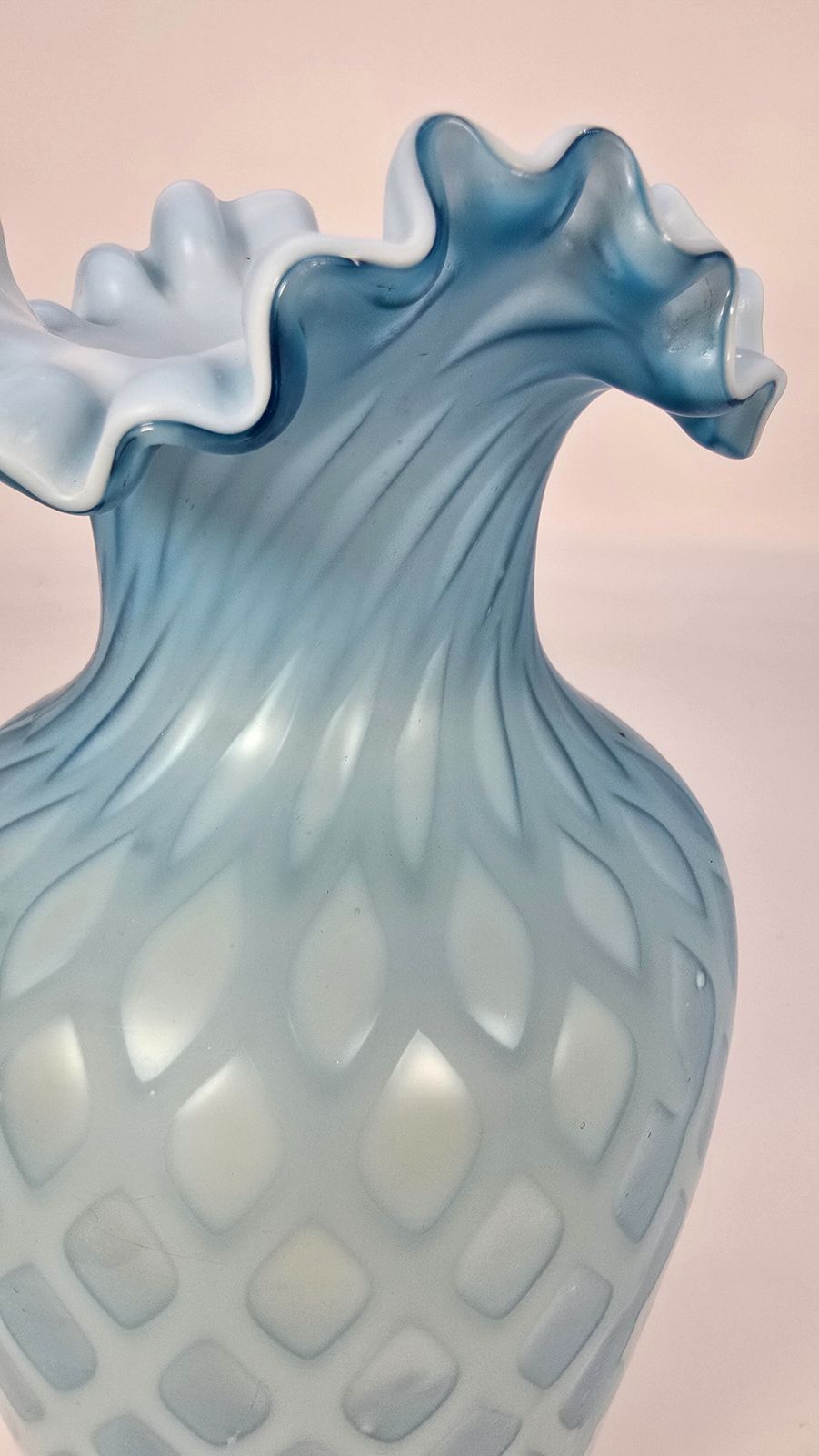 photo for sale Antique Blue Satin Glass Vase Circa 1880 26cm Tall