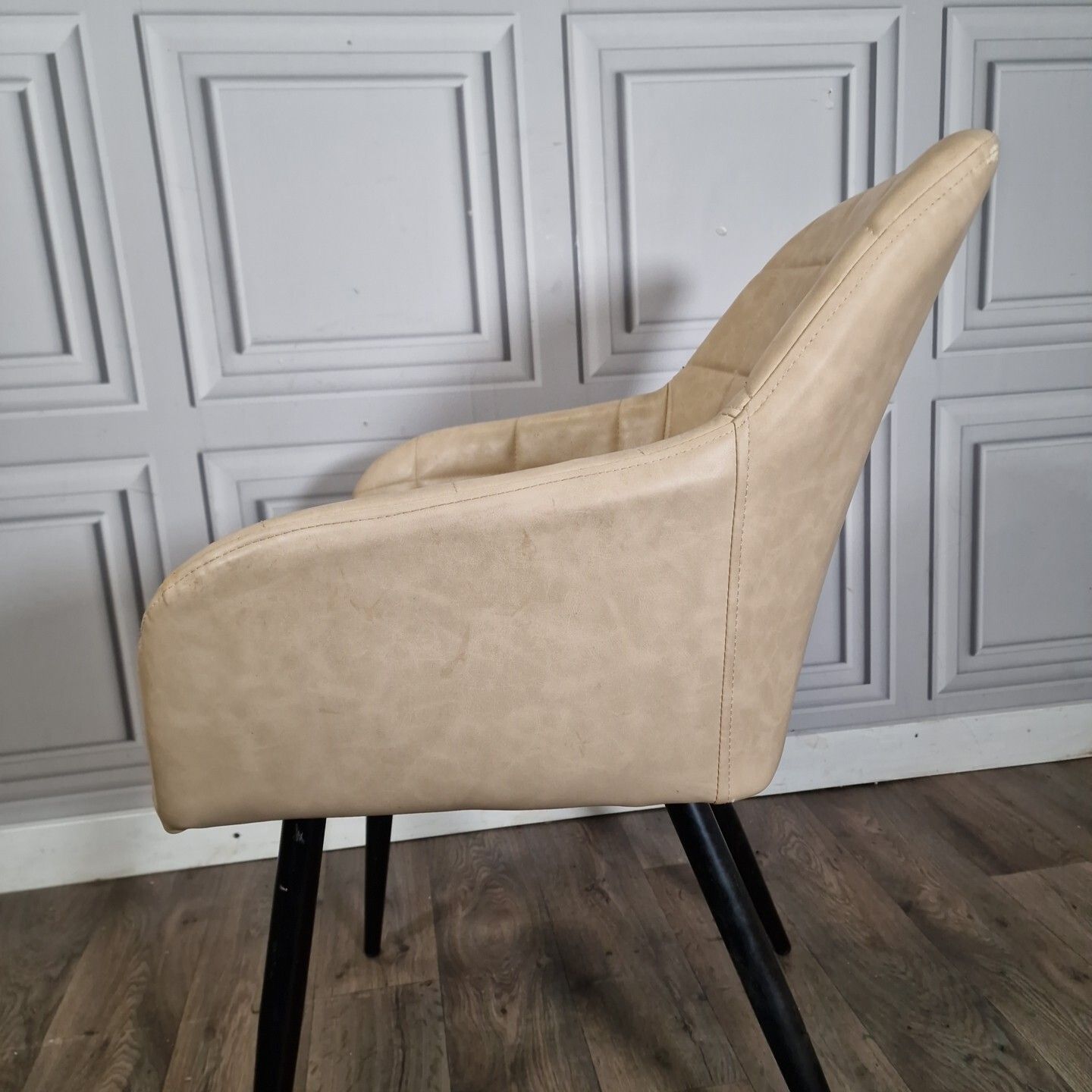 photo vintage Retro Atomic Tub Chair  Vintage Mid Century Style Desk Seat Faux Leather Vinyl
