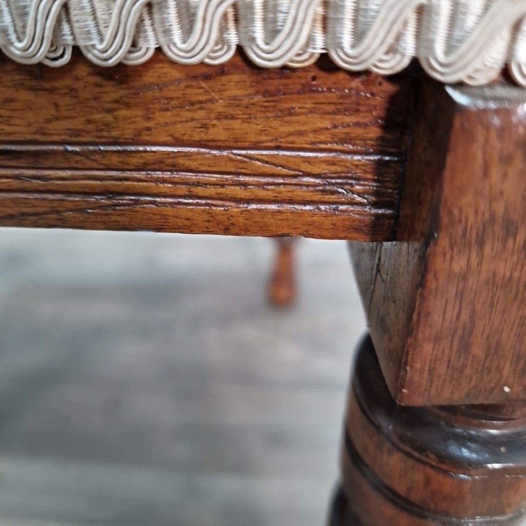 photo buy Antique Oak Dining Chair – Floral Wood Carved Back Bedroom Seat – Victorian
