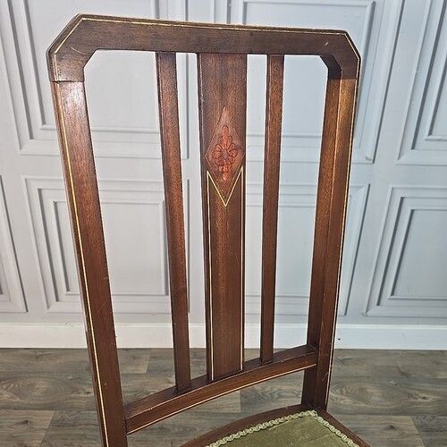 Antique Edwardian Chair Tall Inlaid Back Bedroom Window Vintage Wood photo Furniture