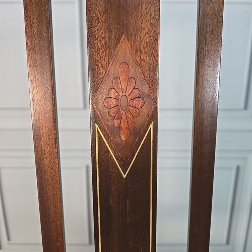 photo for sale Antique Edwardian Chair Tall Inlaid Back Bedroom Window Vintage Wood