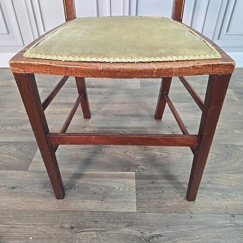 70.0 Antique Edwardian Chair Tall Inlaid Back Bedroom Window Vintage Wood photo