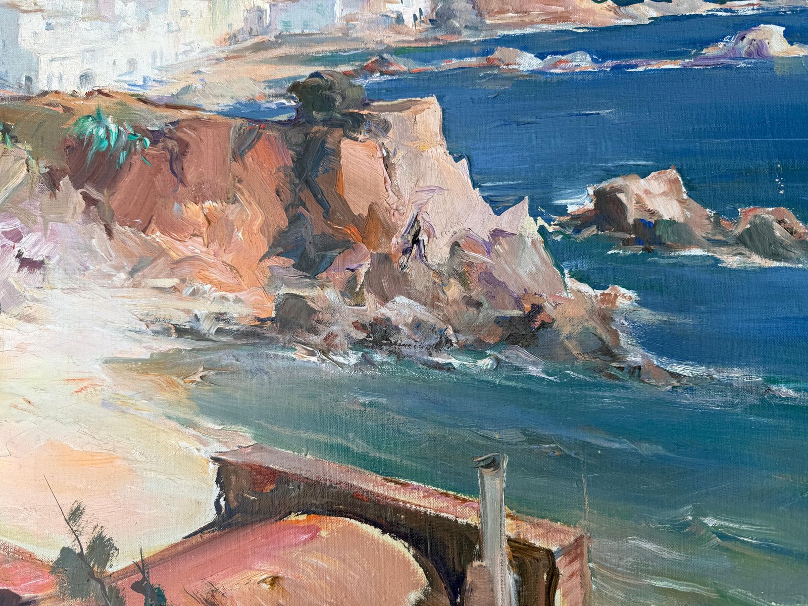 Josep Sarquella Escobet Panoramic View Of Cadaqués Costa Brava Spain Oil On Canvas Painting 1988 photo buy