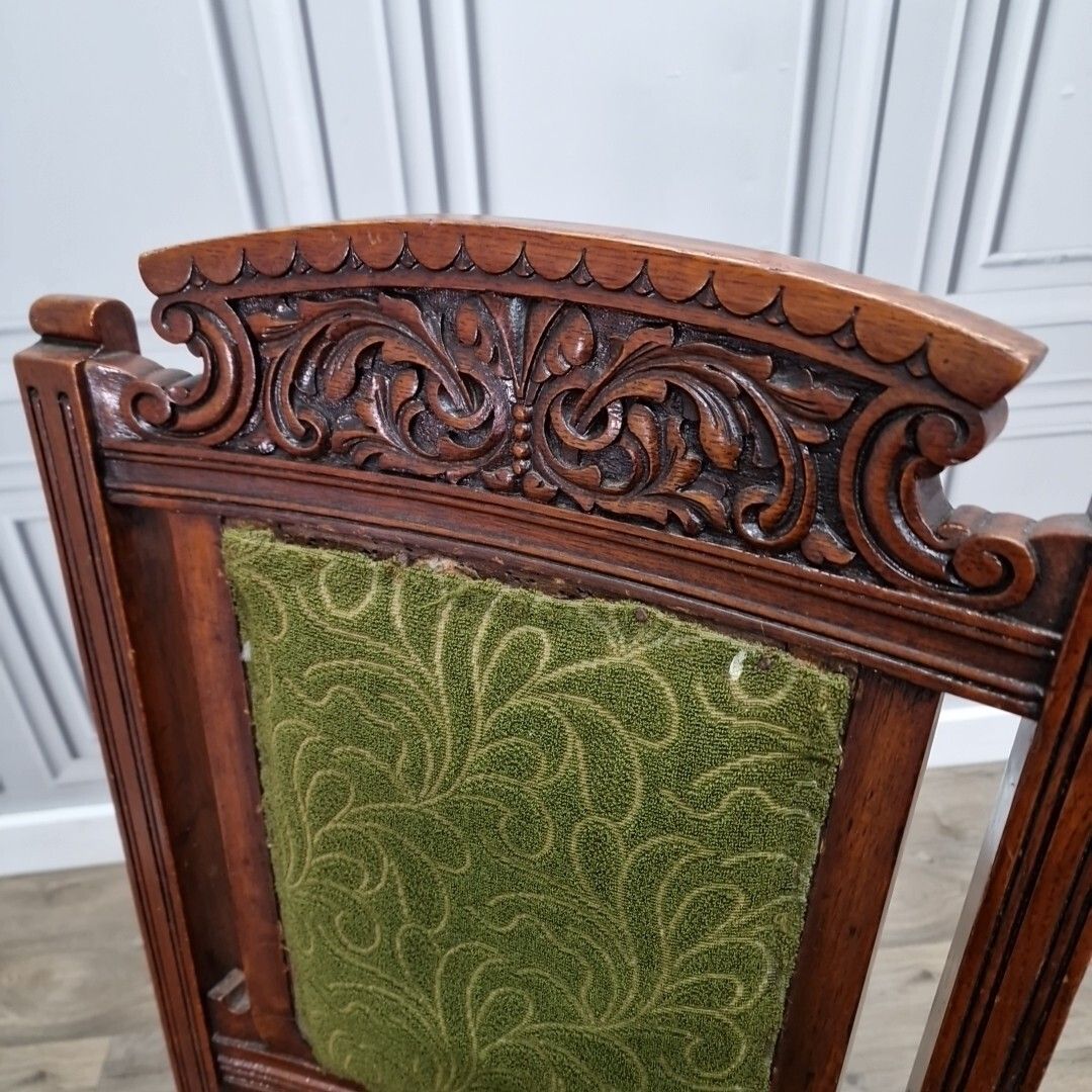 Furniture Antique Decorative Chair  Carved & Turned Victorian Bedroom Dining Upholstered photo