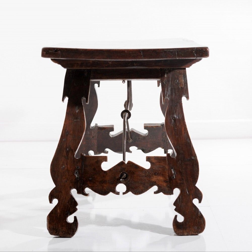 Spanish Single Plank Walnut Trestle Table photo for sale