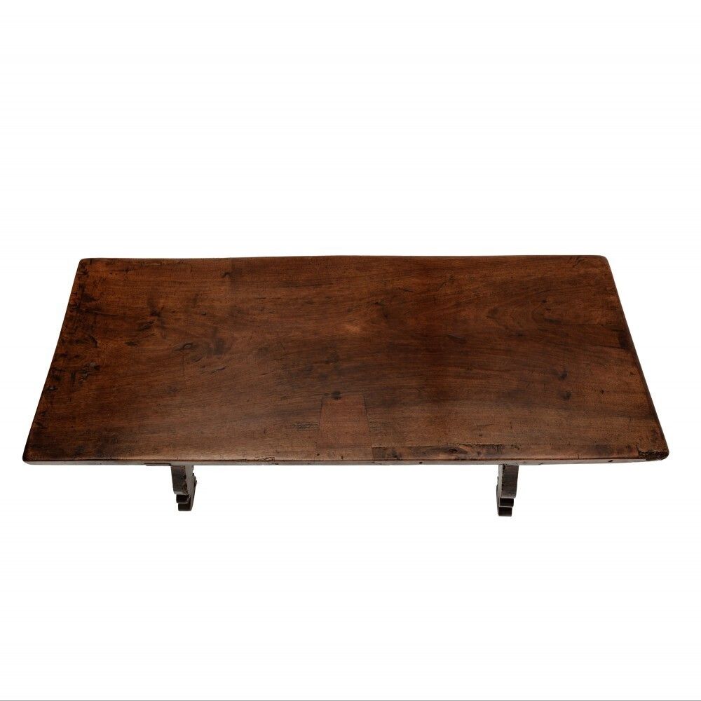 photo vinterior Spanish Single Plank Walnut Trestle Table