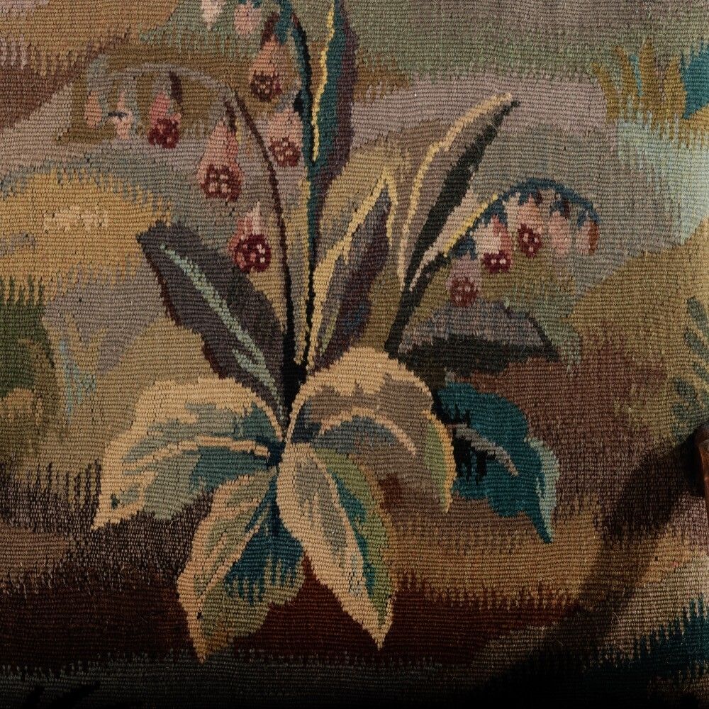 Furniture 18th Century Walnut French Open Armchair In 19th Century Wild Strawberry Tapestry photo