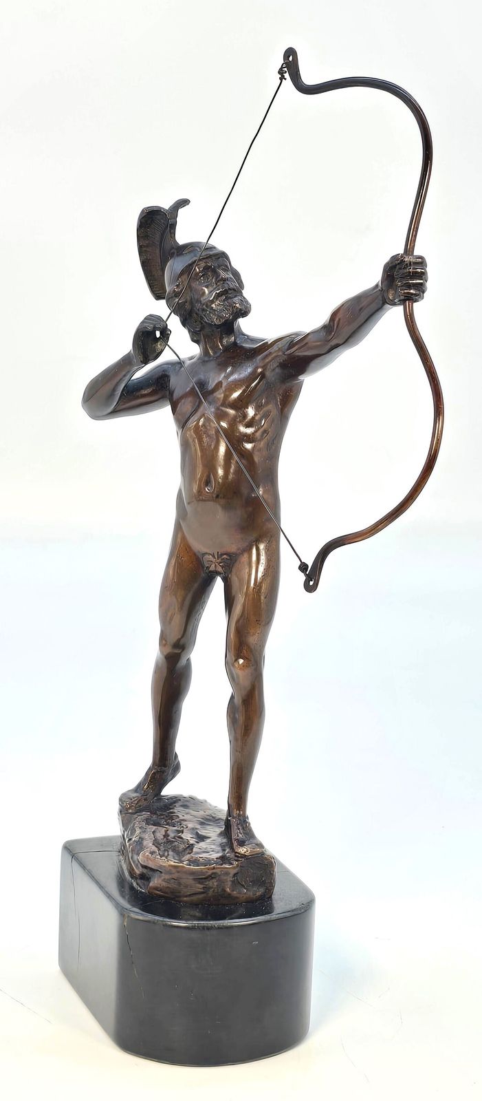 Antique French Bronze Figure Of A Greek Archer By Eugene Barillot Circa 1870
