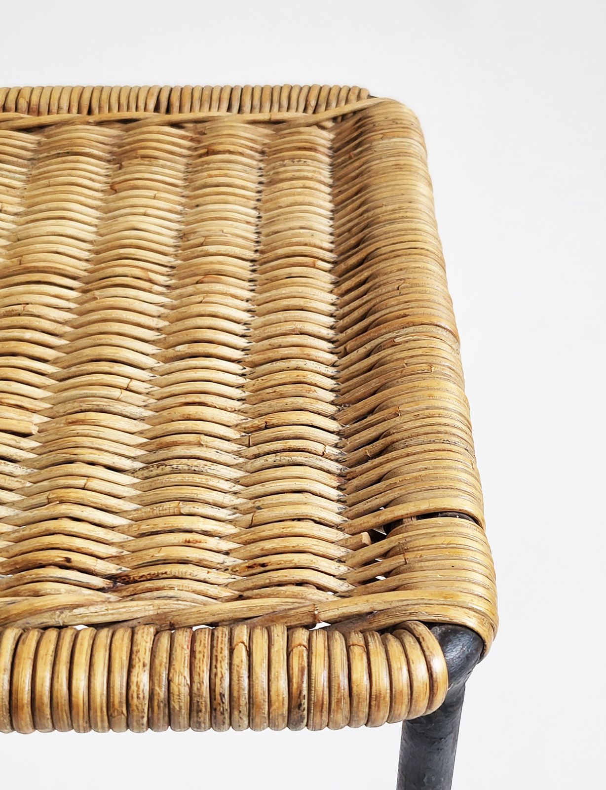 Mid Century Modern Forged Iron & Rattan Side Table By Carl Auböck, 1950s photo for sale