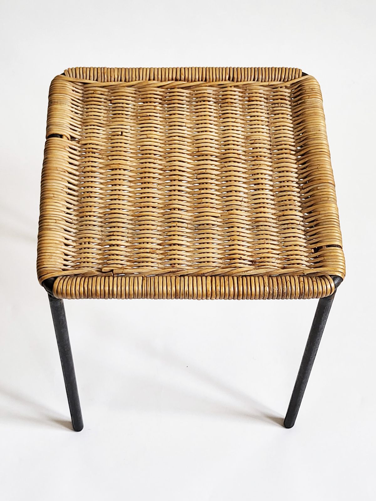 photo furniture Mid Century Modern Forged Iron & Rattan Side Table By Carl Auböck, 1950s
