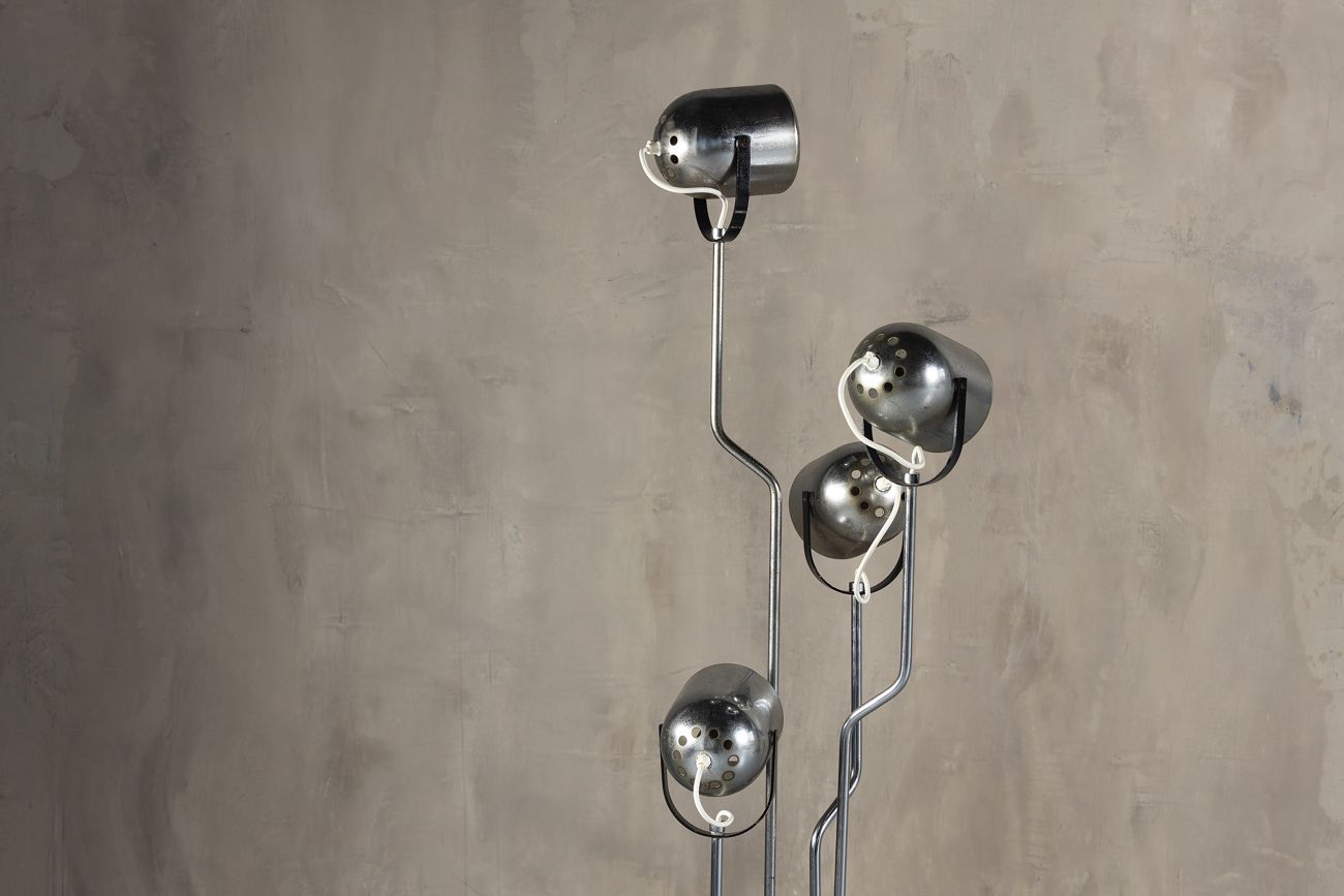 Goffredo Reggiani Chrome Floor Lamp With Four Spotlights, Italy, 1970s photo for sale