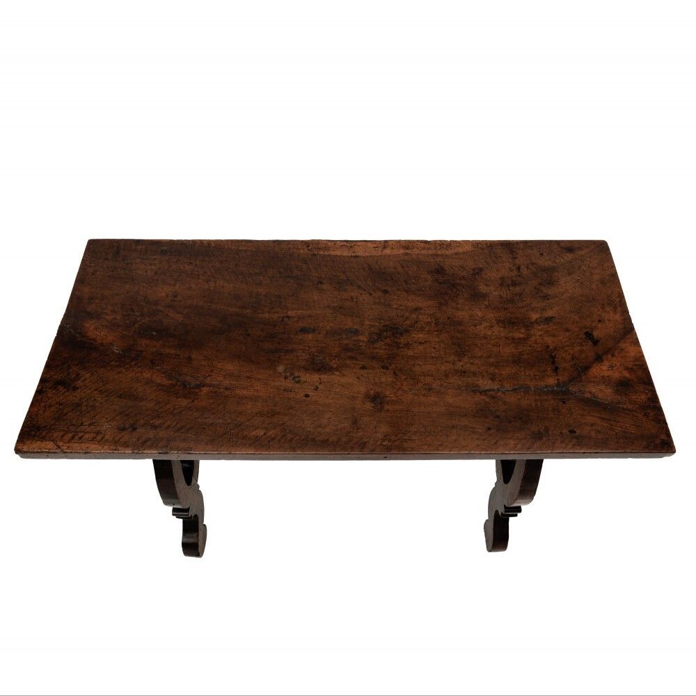 Italian Single Plank Walnut Trestle Table photo Furniture