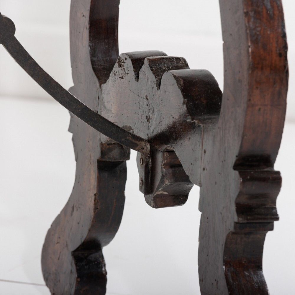 Italian Single Plank Walnut Trestle Table photo vintage