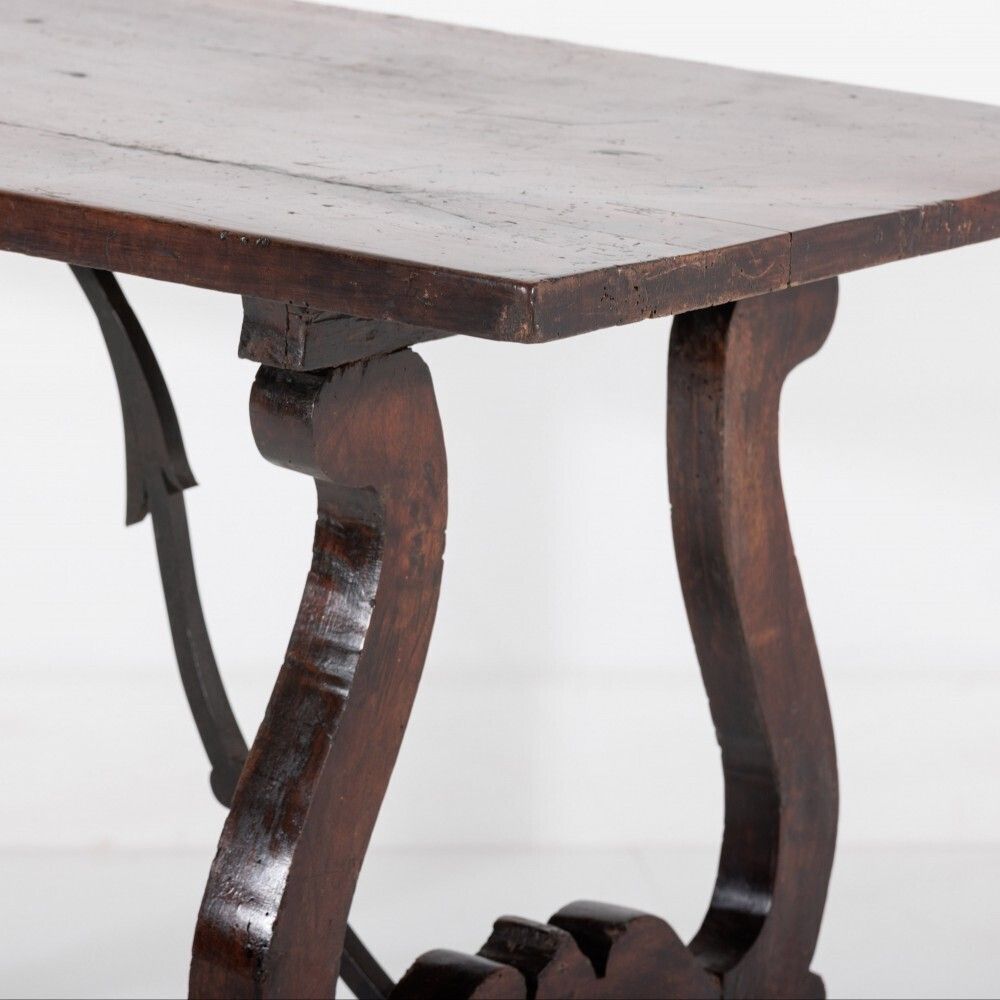 photo furniture Italian Single Plank Walnut Trestle Table