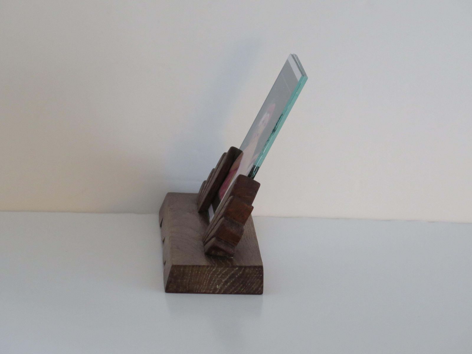 photo for sale Art Deco Photo Frame, Handmade Oak With Fan Design, Circa 1925, 3.5x5.5"