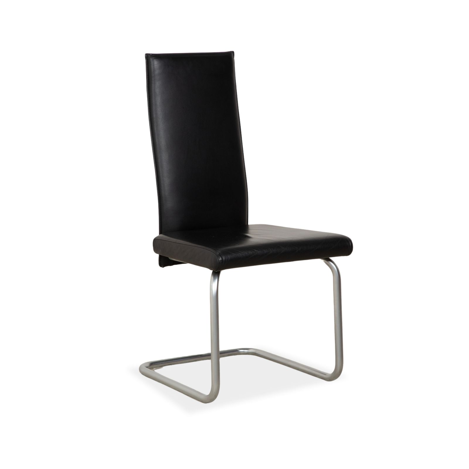 Lot de 6 chaises Ronald Schmitt en cuir, chrome noir, pour salle à manger photo vintage