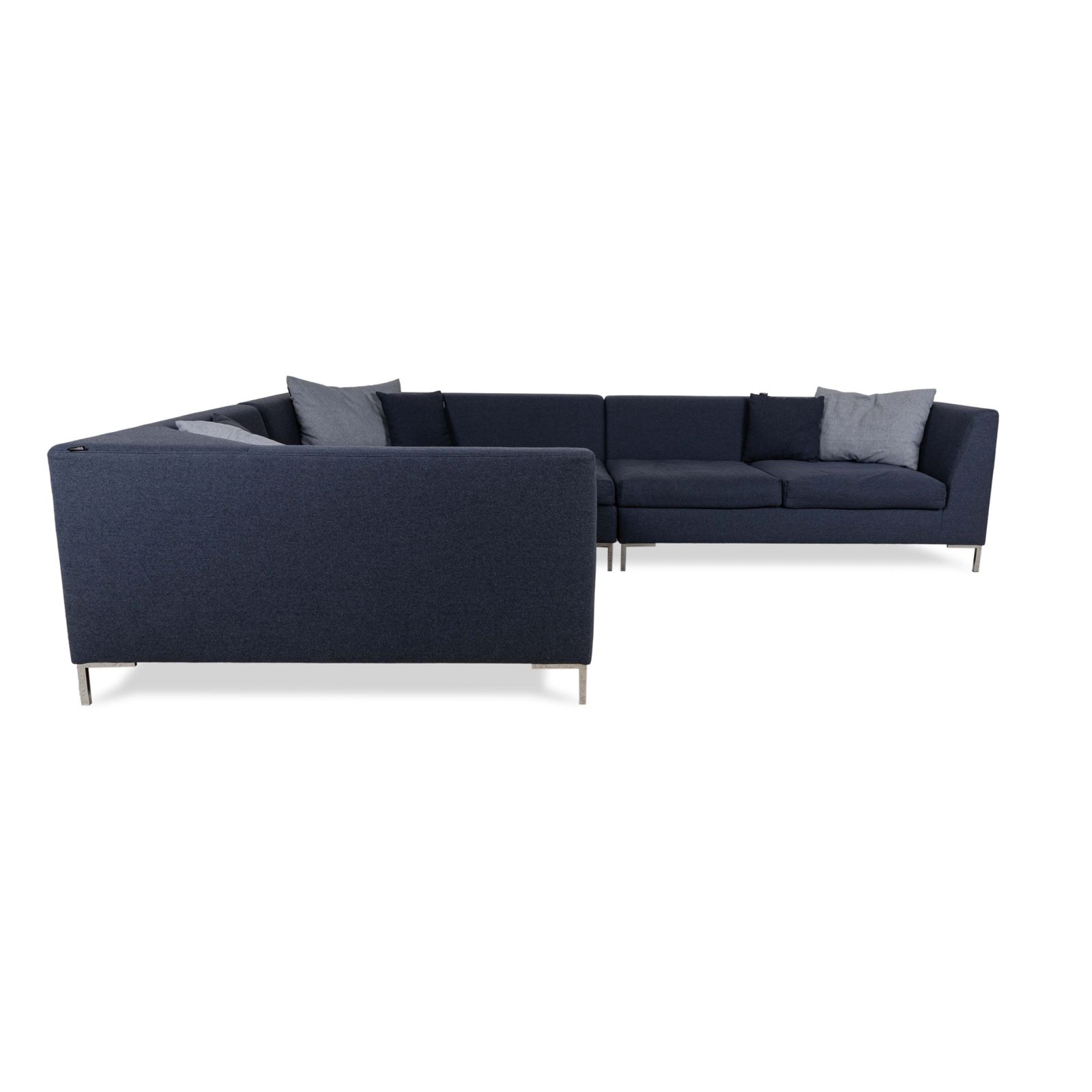 photo for sale Freistil Rolf Benz 165 Fabric Corner Sofa Blue Grey Chrome