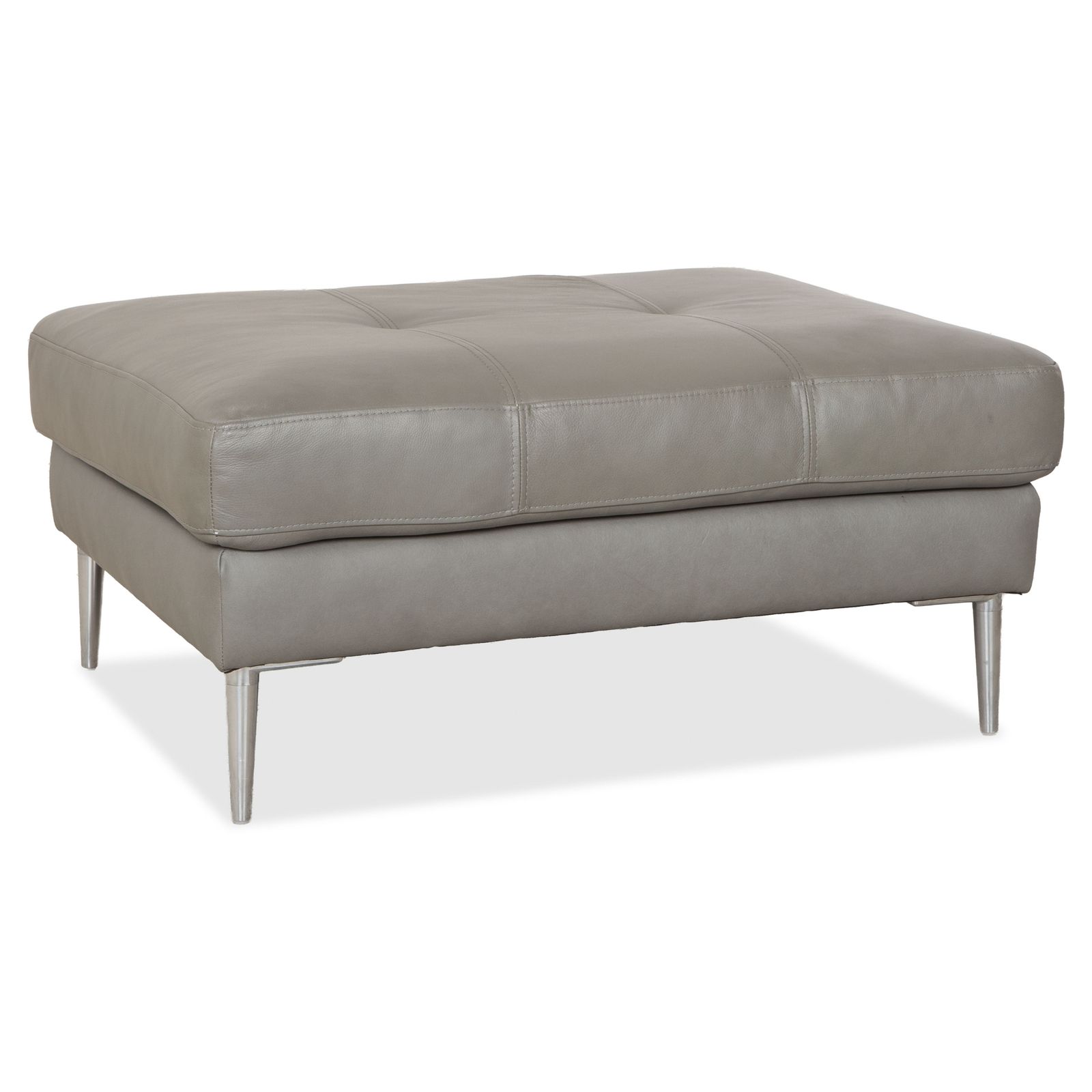 Tabouret Gutmann Factory en cuir gris, pieds chromés