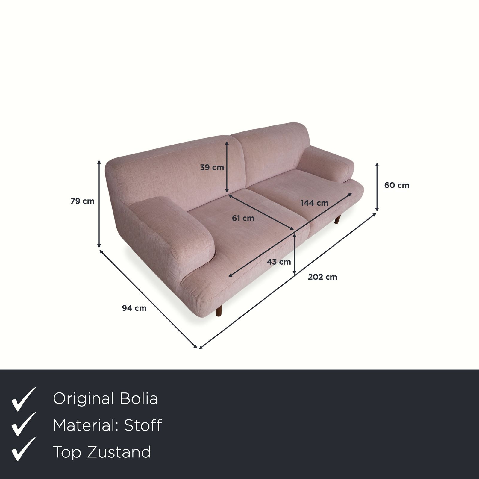 Canapé 2 places Bolia Madison en tissu rose photo furniture