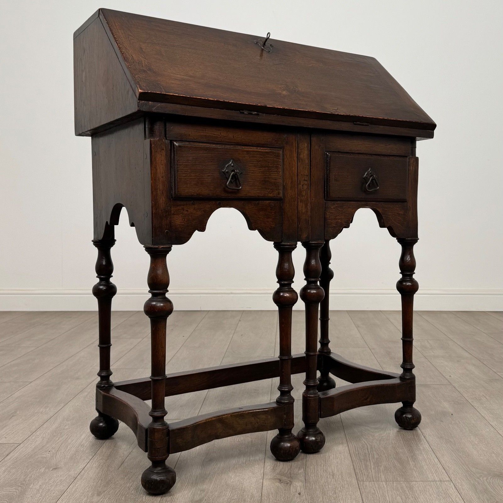 photo furniture Antique 20th Century Unique Jacobean Style Bureau In Oak