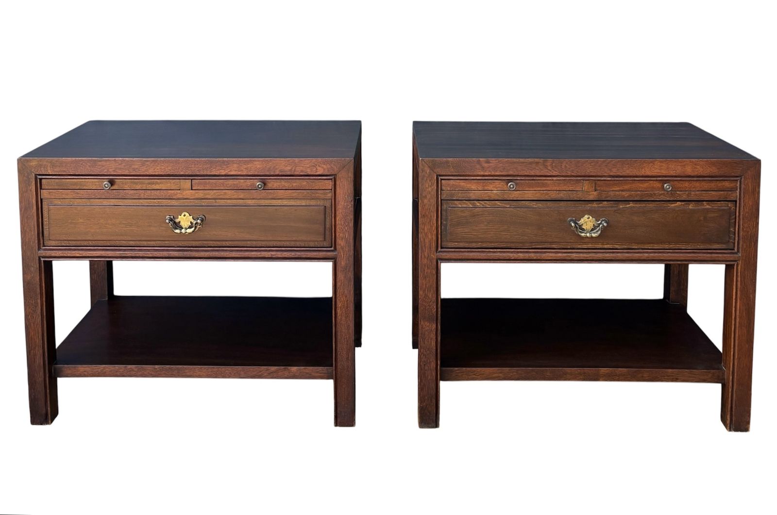 Pair Of Spanish Neoclassical Style Nightstands With Drawer And Lower Shelf, 1950